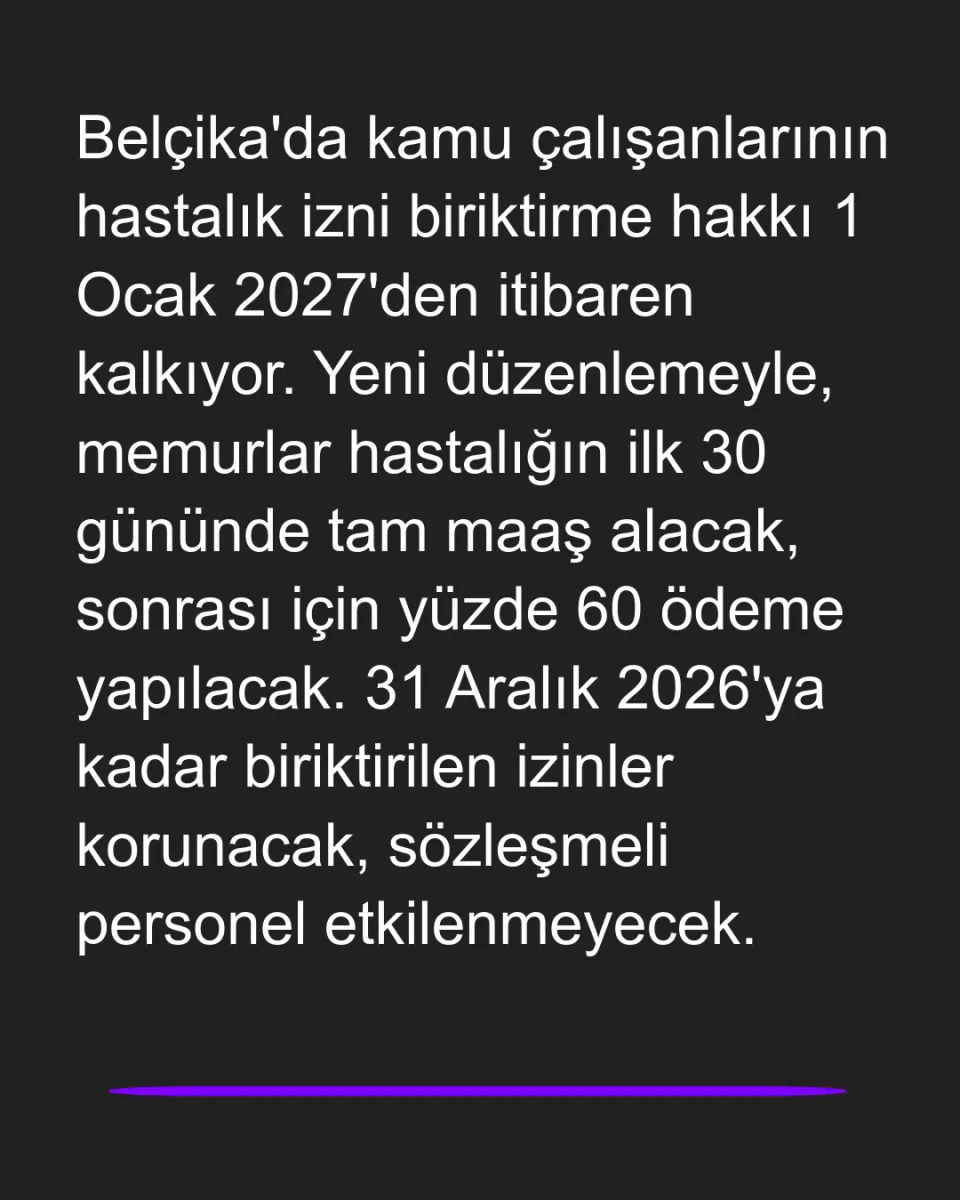 Belçika'da Devlet Memurlarına Hastalık İzni Düzenlemesi