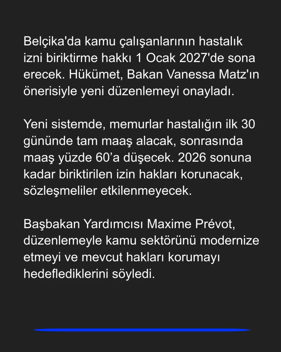 Belçika'da kamu çalışanlarının hastalık izni biriktirme hakkı sona eriyor