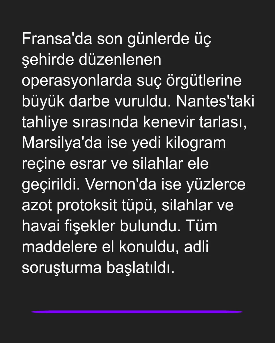 Fransa'da Uyuşturucuya Geniş Operasyon: Üç Şehirde Dev Baskın