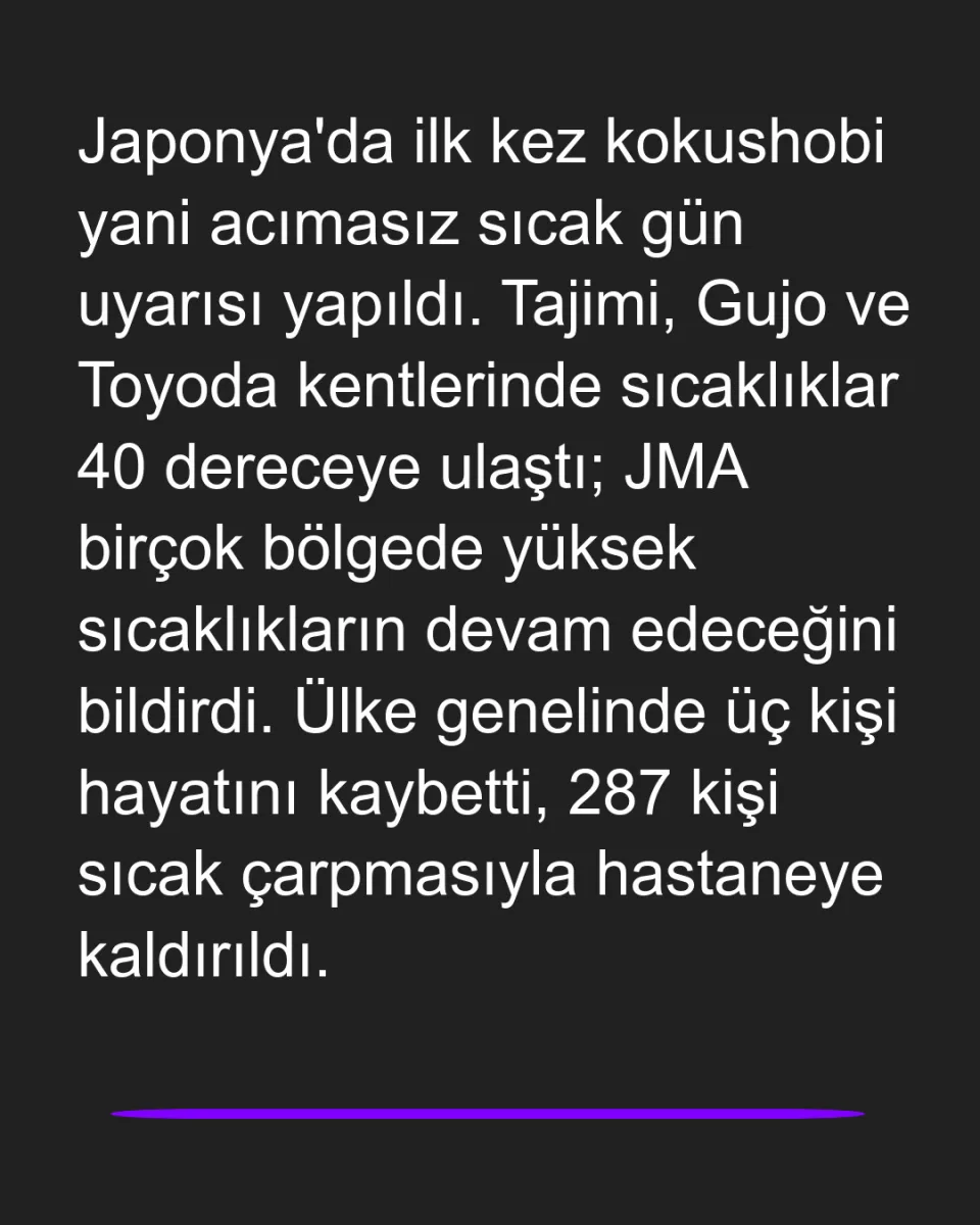Japonya'da İlk Kez 'Acımasız Sıcak Gün' Uyarısı