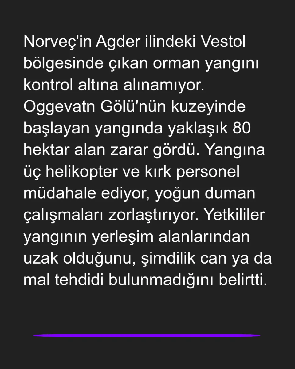 Norveç'te Vestol Orman Yangını Sürüyor