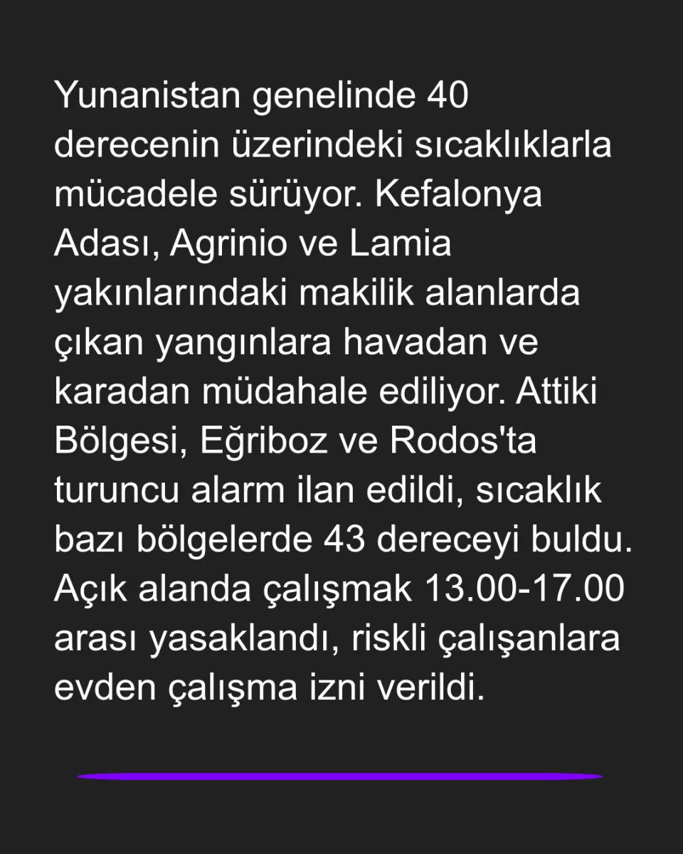 Yunanistan'da Aşırı Sıcaklık ve Yangın Alarmı