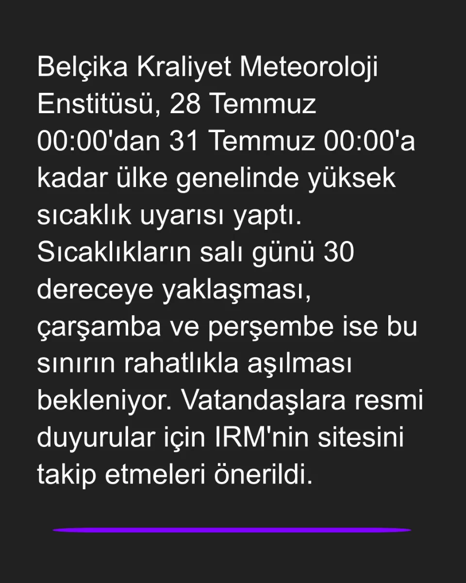 Belçika'da Kavurucu Sıcaklık Alarmı