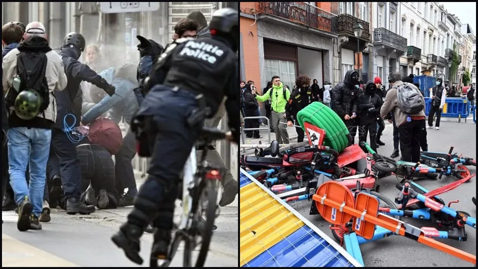 Protest protiv vlade u Belgiji završen je policijskom intervencijom i suzavcem u Briselu